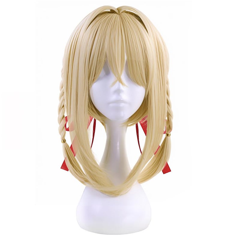 C-ZOFEK Women's Role Cosplay Wig Braid Buns Golden Costume Hair (Golden) - Image 2